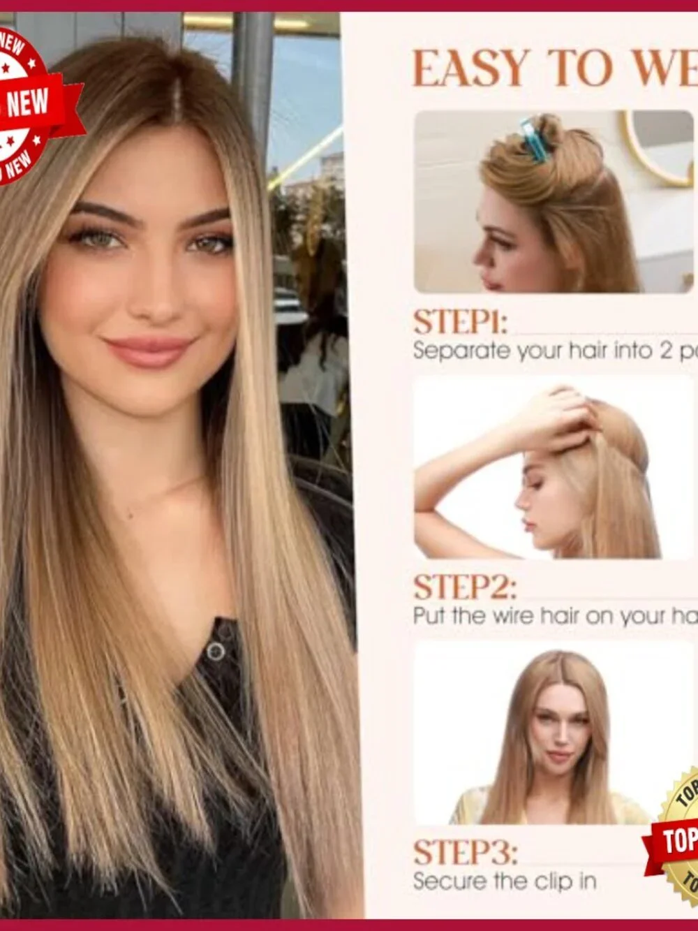 16 Inch Human Hair Halo Extensions with Invisible Wire Adjustable Fit